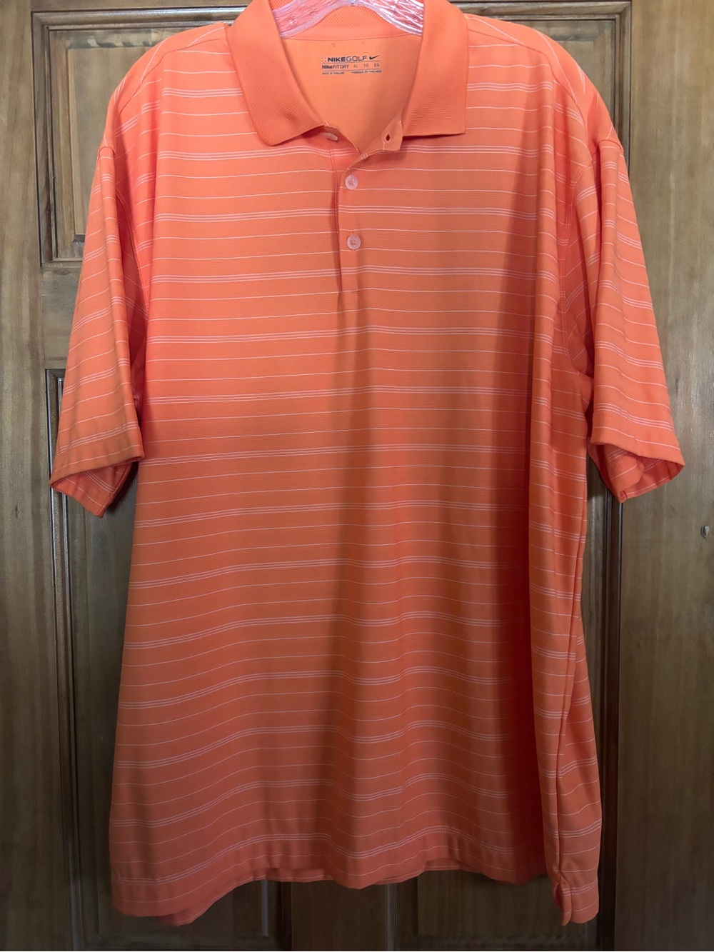 Nike Golf Dry Fit Orange Polo with White Pinstripes
